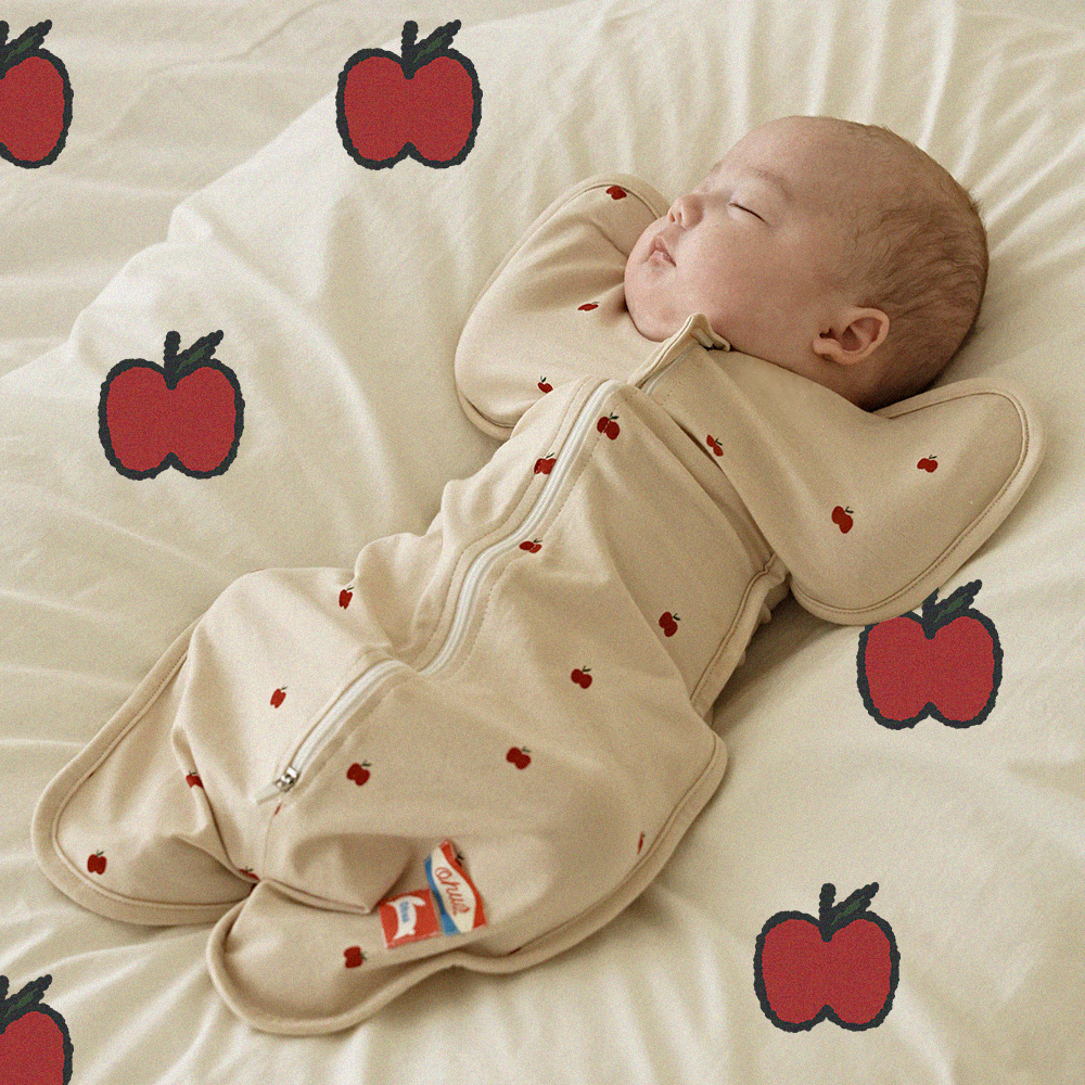 오우아스튜디오 사계절 신생아 스와들 업다운지퍼 속싸개 나비잠 태열 밤부 애플, S