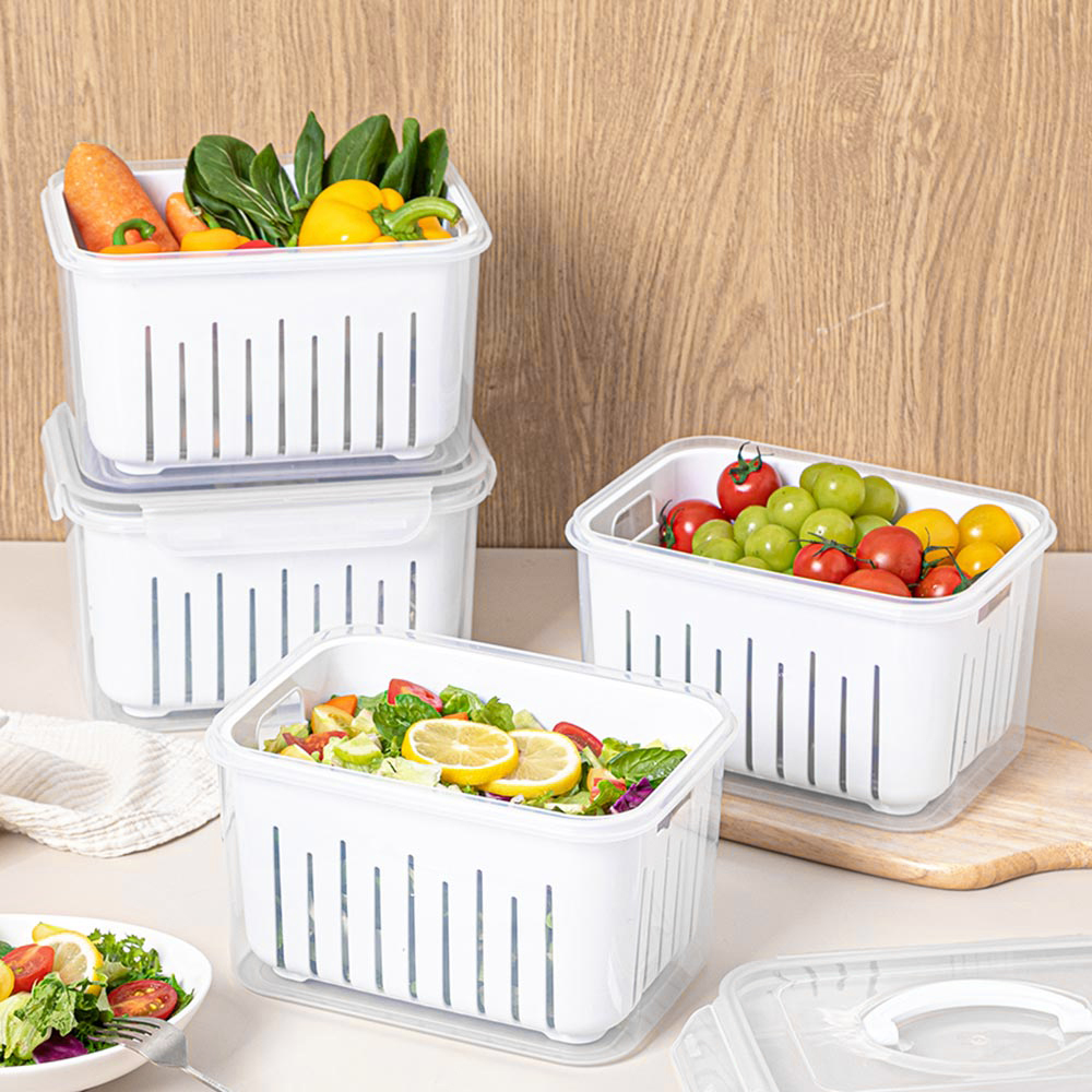 이지앤프리 샐러드 채반 보관용기 프루트 야채 과일 신선보관 밀폐용기 3.7L 2P - 메인 이미지