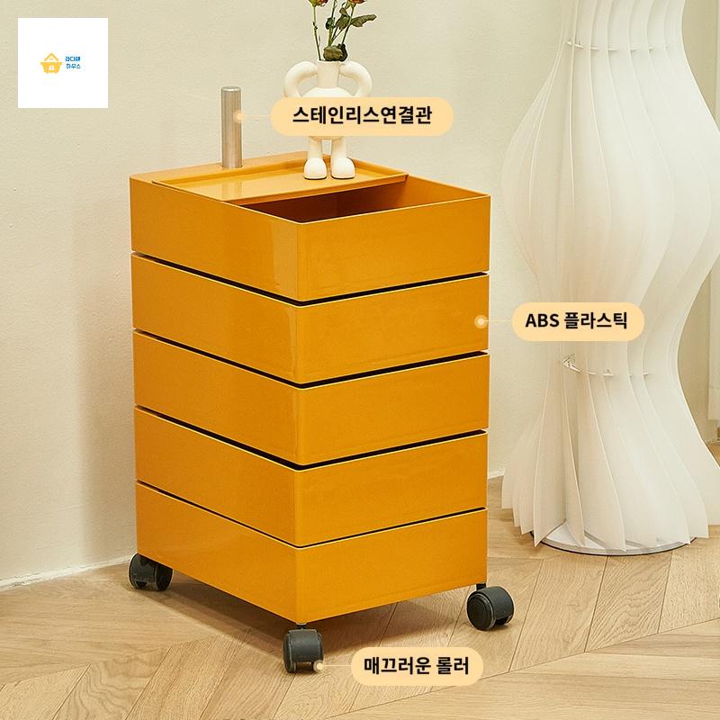이동식 회전 트롤리 선반 서랍 수납장 - 상품 이미지