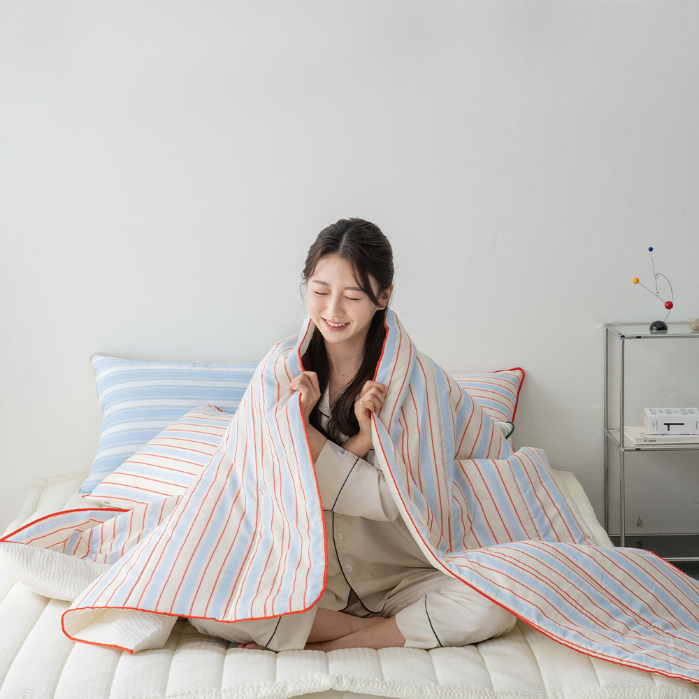여름이불 스트라이프 알러지케어 누빔 이불 SS 시어서커 순면 양면