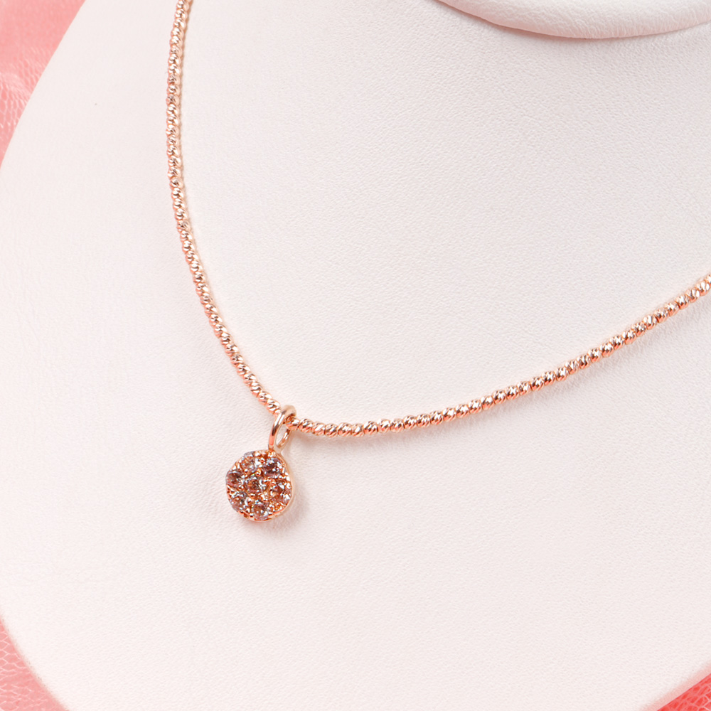 컷팅 볼 1.5mm 체인 큐빅 원형 펜던트 목걸이 14K 18K 데일리 여자 선물 기념일 - 상품 이미지