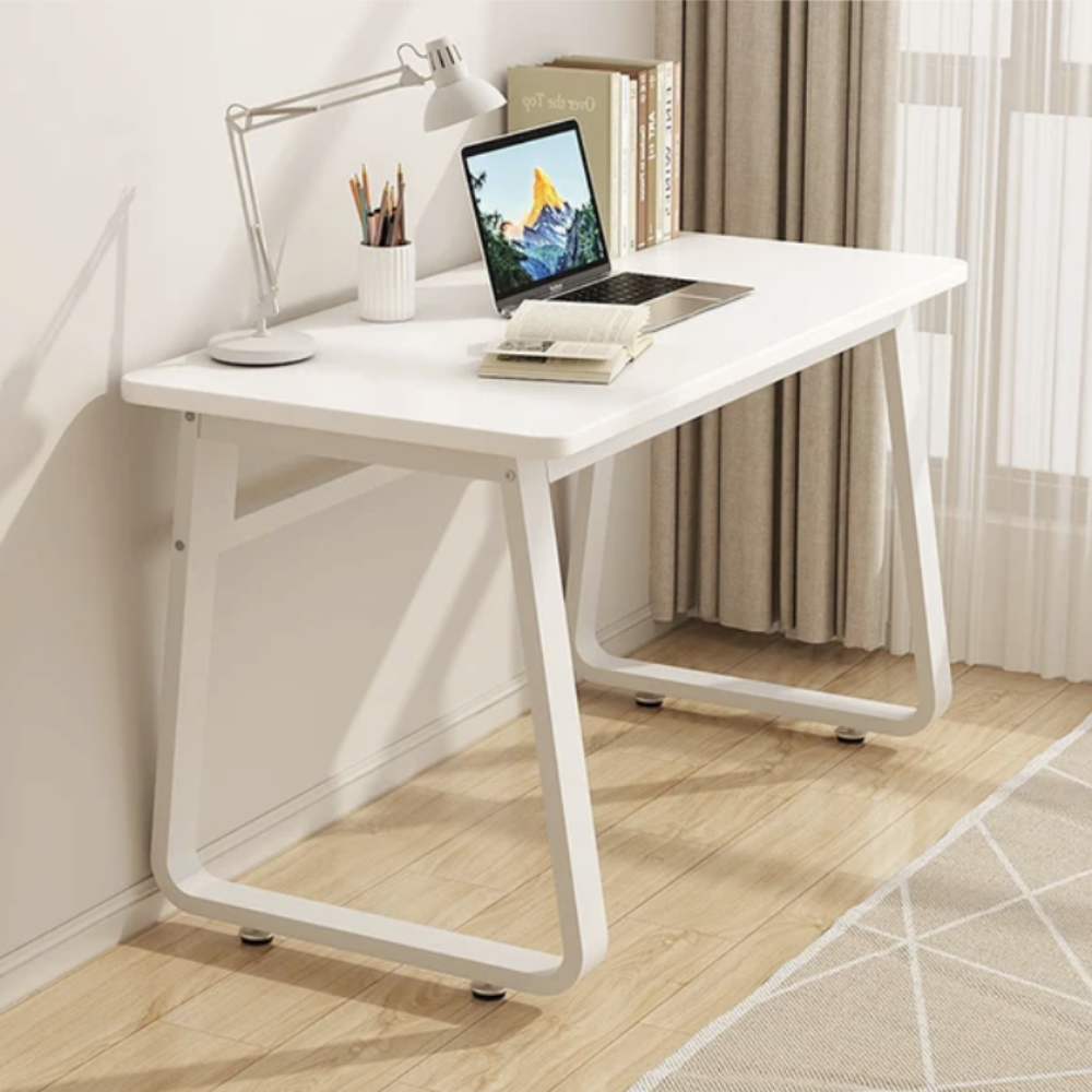 화이트 스틸 프레임 컴퓨터 책상 800 x 500 튼튼 서재 테이블 사무용 일자형 데스크