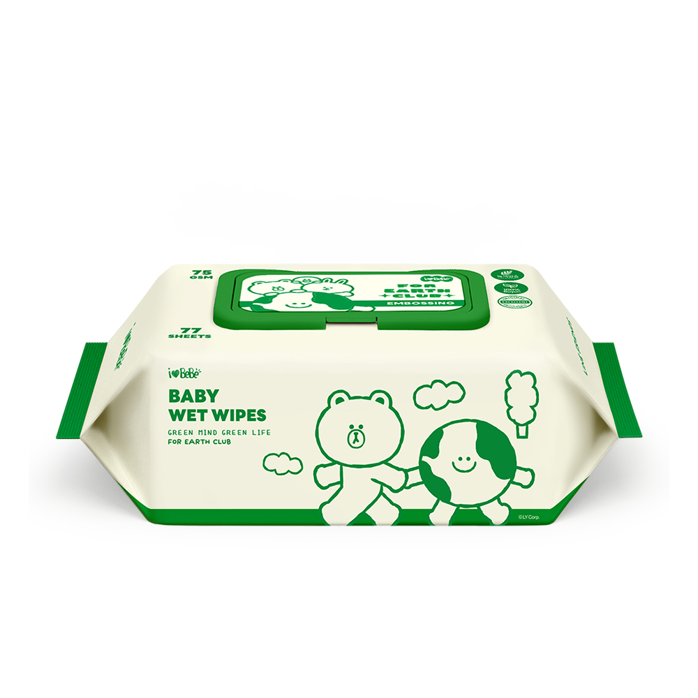 아이러브베베 라인프렌즈 그린에디션 생분해 77매 75g 10팩 캡형 아기물티슈
