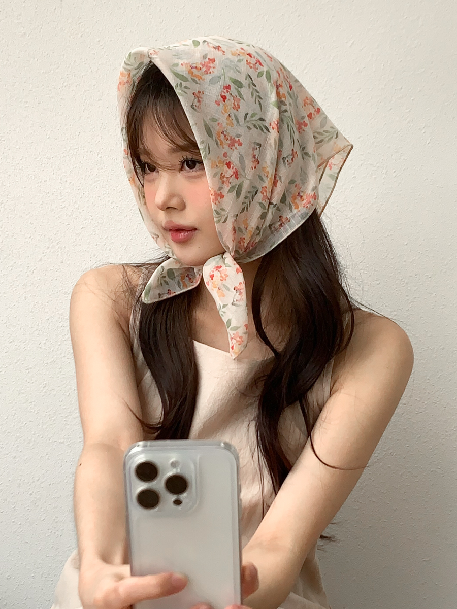 수채화 플라워 패턴 헤어 두건 스카프 4color 상세 이미지 11
