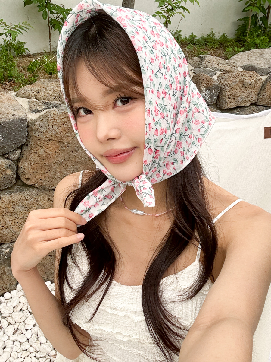 수채화 플라워 패턴 헤어 두건 스카프 4color 상세 이미지 16