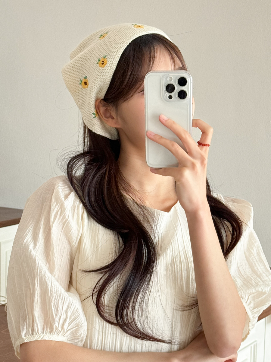 [3종] 체리 플라워 니트 헤어 두건 3color 상세 이미지 24