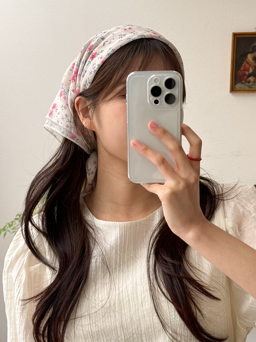 수채화 플라워 패턴 헤어 두건 스카프 4color 상세 이미지 26
