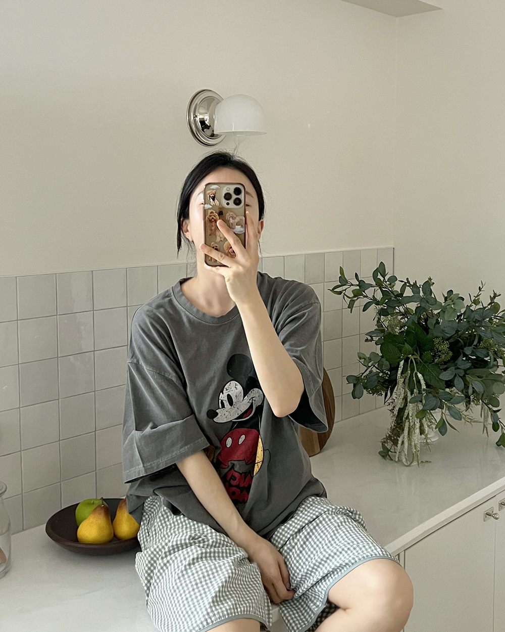국산 피그먼트 워싱면 디즈니 미키 커플 반팔 티셔츠 빅사이즈 롱티 상세 이미지 30