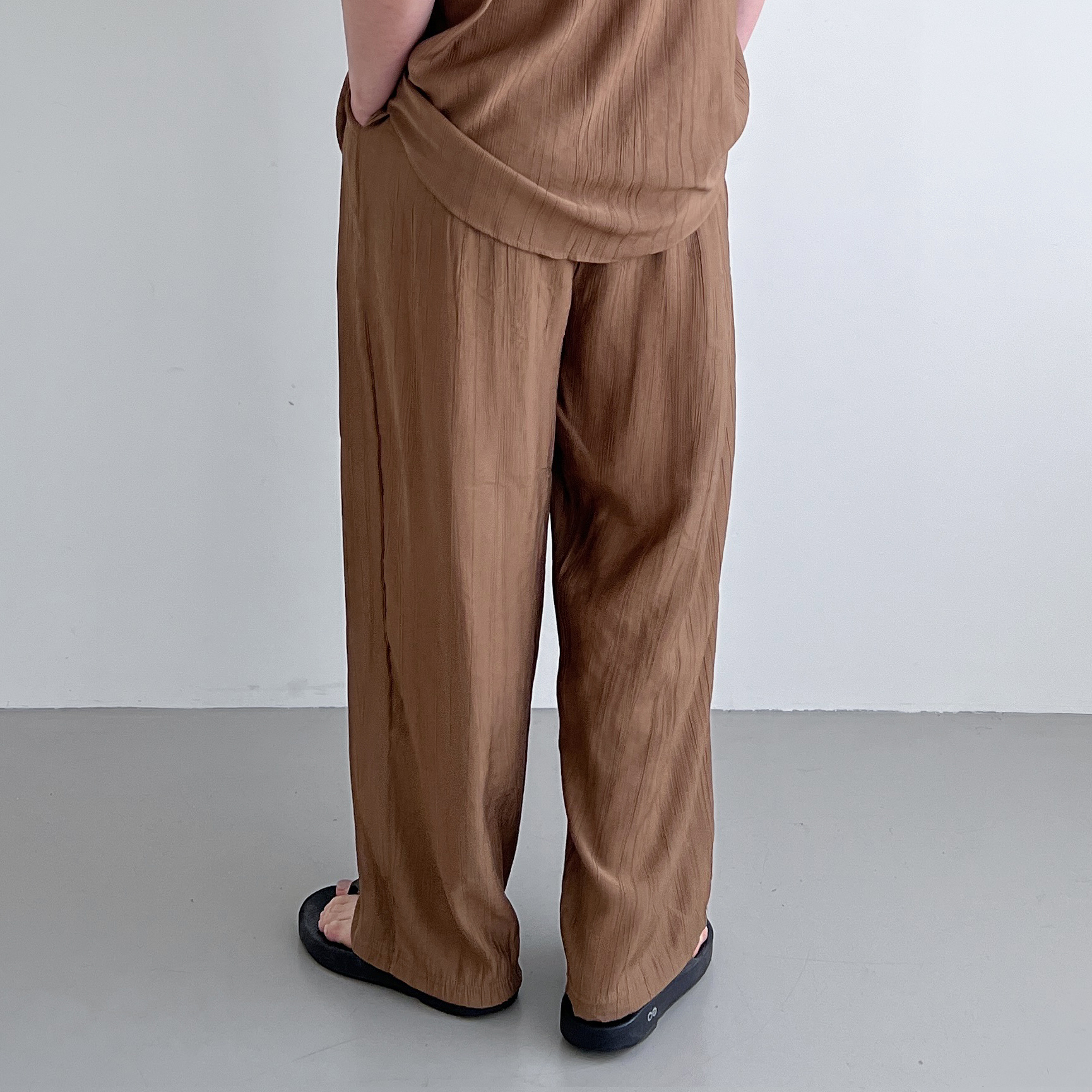 남자플리츠바지 남자냉장고바지 크링클 와이드 팬츠 - 상세 이미지 5