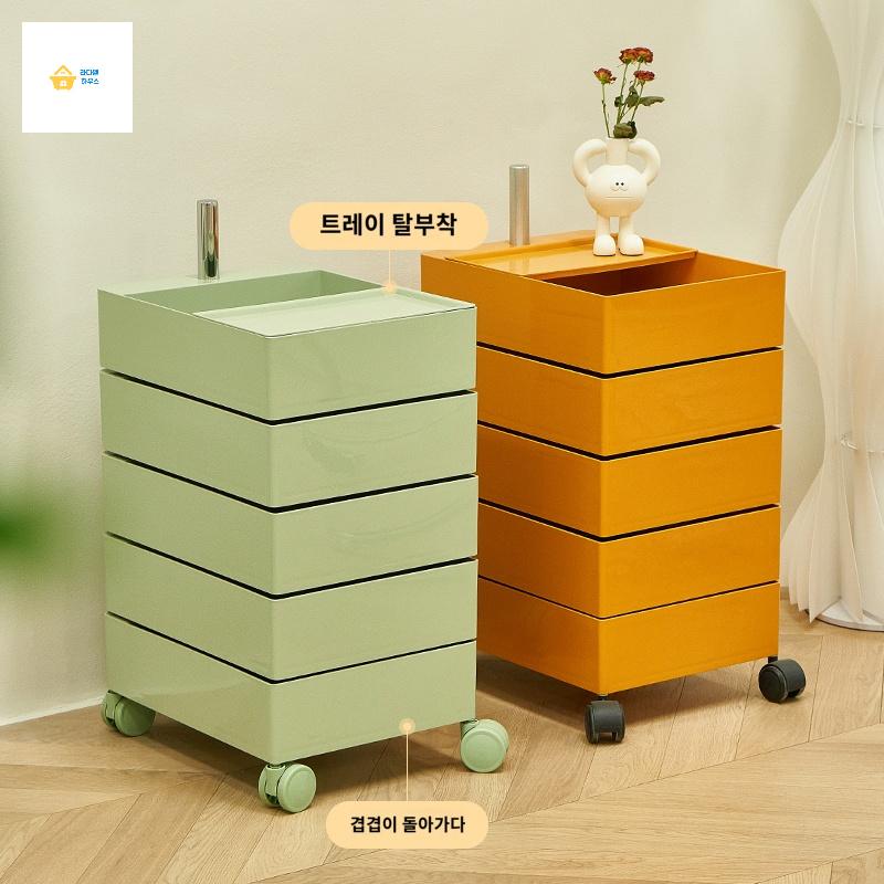 이동식 회전 트롤리 선반 서랍 수납장 - 상세 이미지 2