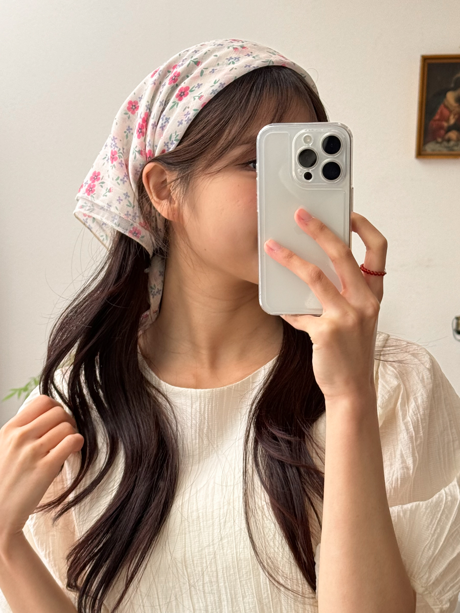 수채화 플라워 패턴 헤어 두건 스카프 4color 상세 이미지 27