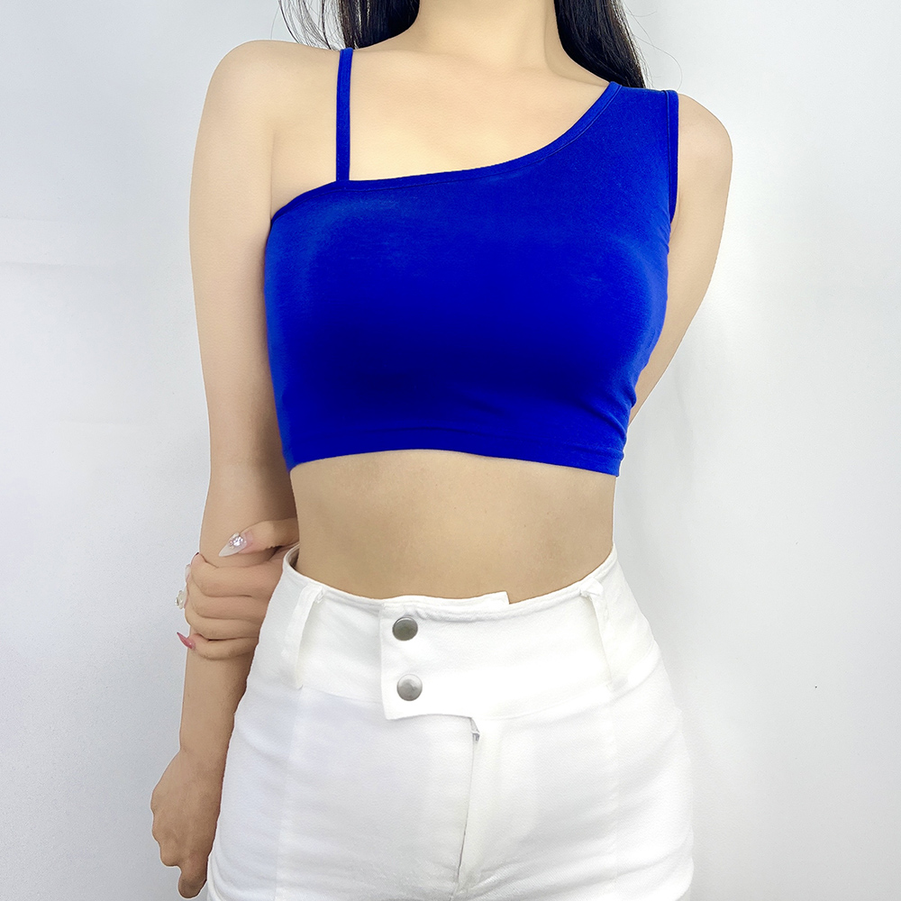 블래 형광 기본 무지 끈 언발 민소매 크롭 나시티셔츠 7color - 상세 이미지 4