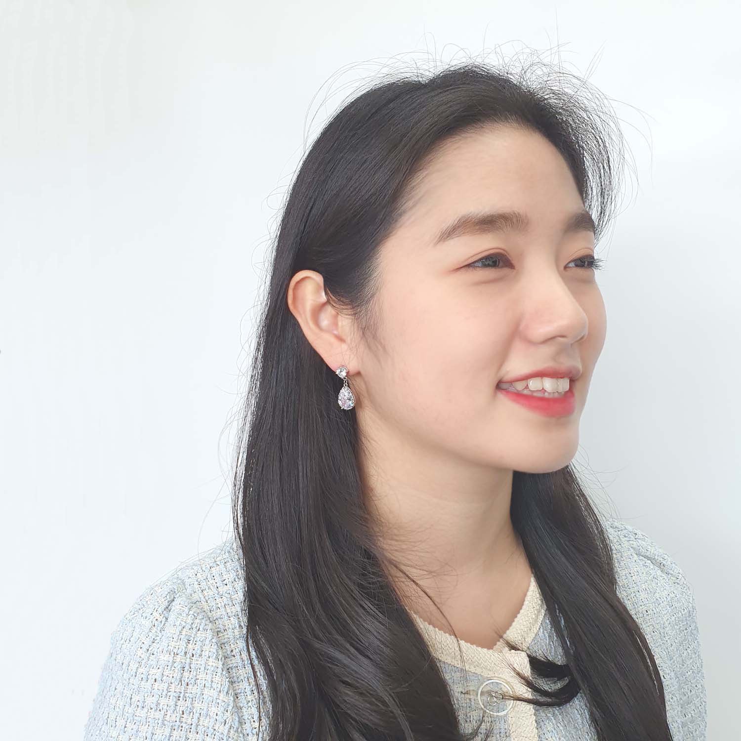 야랑쥬얼리 큰 드롭 큐빅스터드귀걸이 - 상세 이미지 2