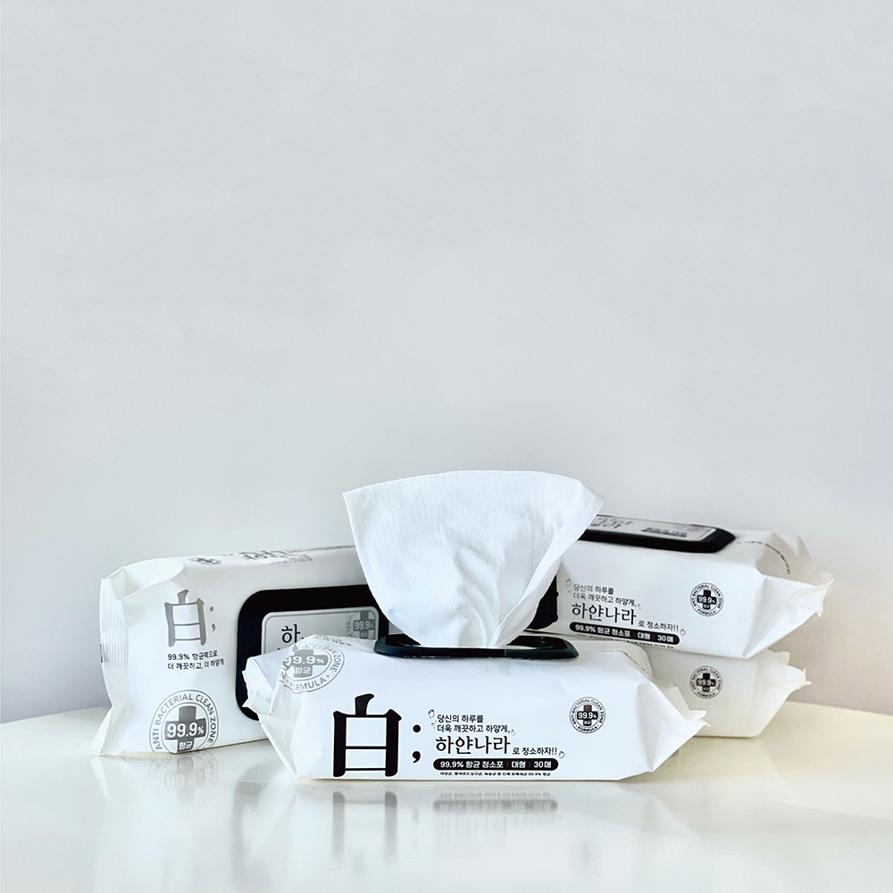 미엘 클린워터 물걸레 베이킹소다 물티슈 청소용 엠보싱 일회용 80매 10팩