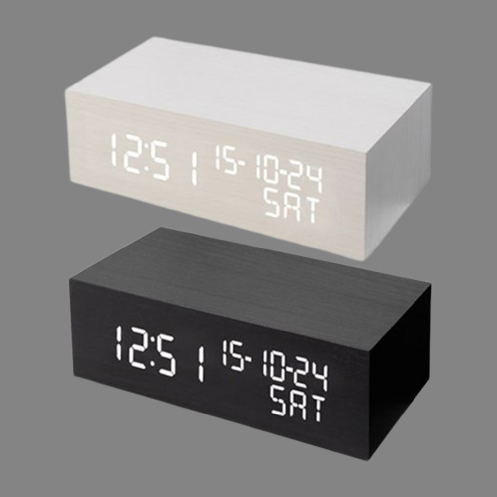 탁상 시계 알람 온도 날짜 시간 인테리어 전자 디지털 고급 탁상용 예쁜 LED 원목 우드