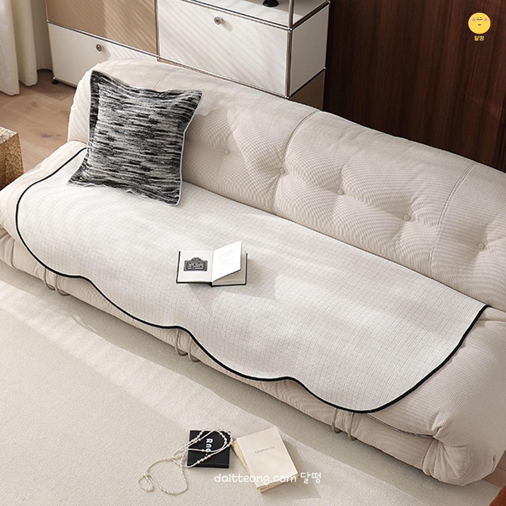 달떵 화이트 트위드 쇼파 패드 커버 러그 사계절 깔개 매트 커버링 패브릭 침대 90x90