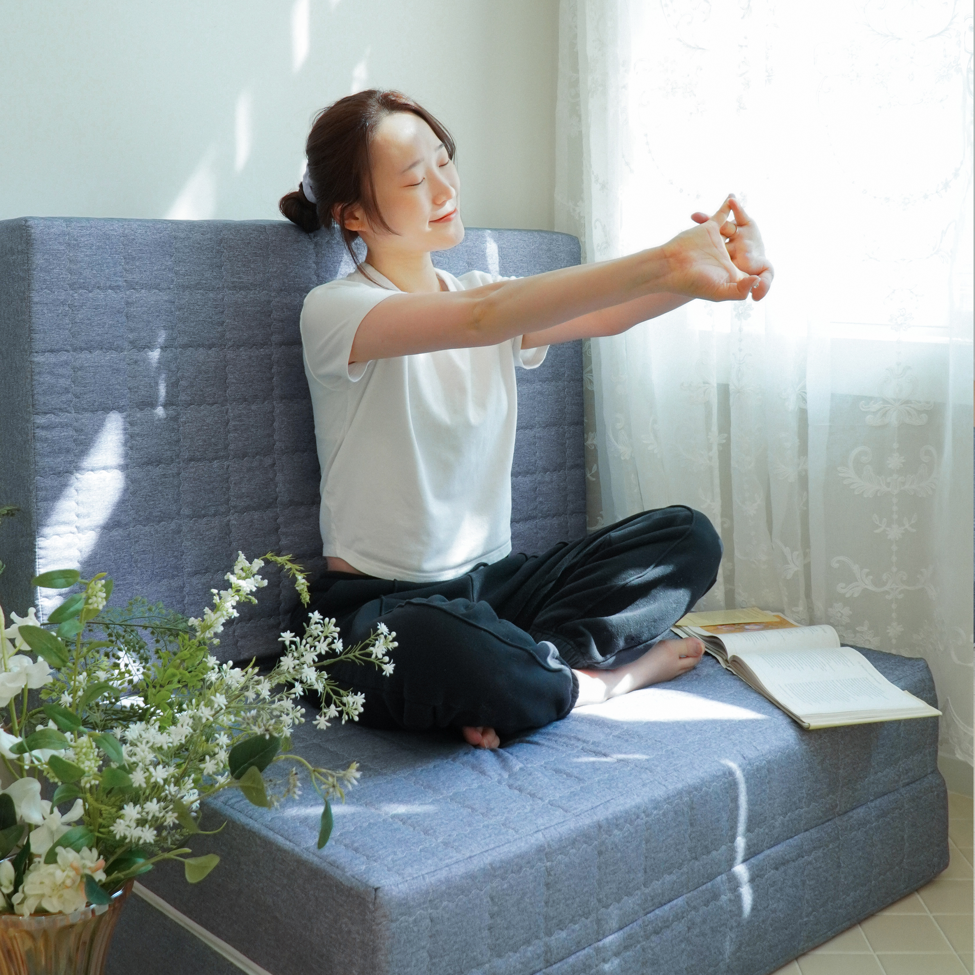 국산 카멜형 원룸 자취방 3단 접이식 매트리스 토퍼 바닥 침대 수면매트 1인용 15cm, SS(슈퍼싱글)1100