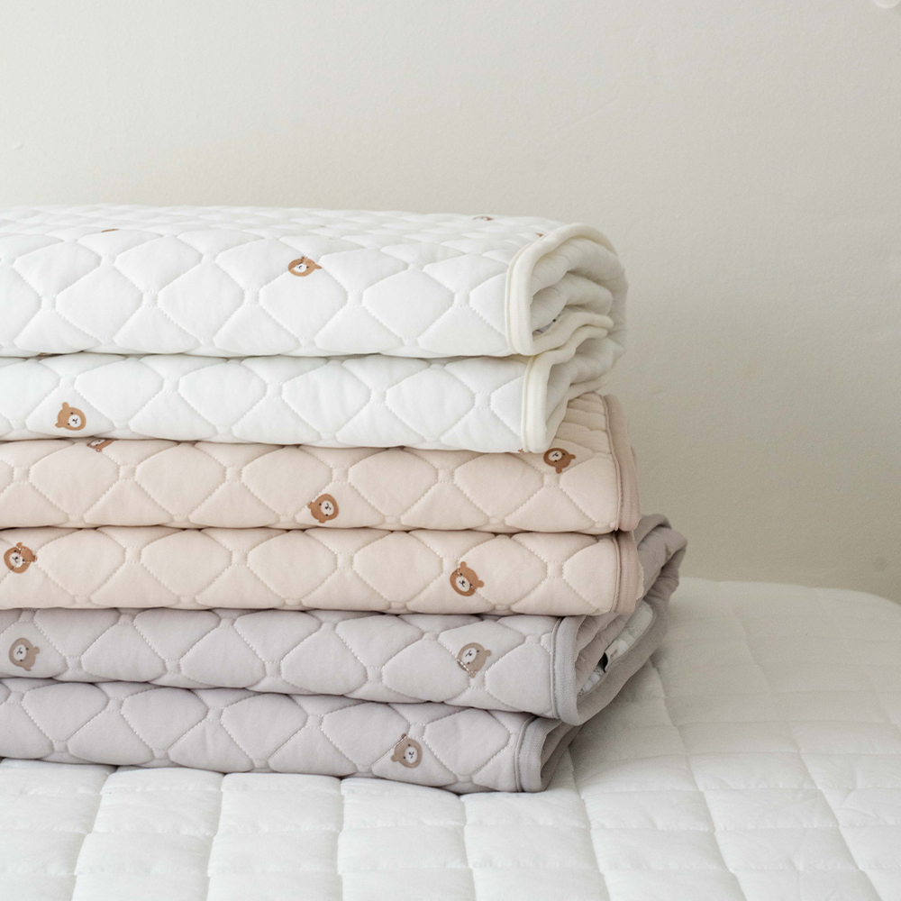 송화침장 냉감패드 곰돌이패턴 어린이 매트리스 고정밴드 싱글 퀸 카페트