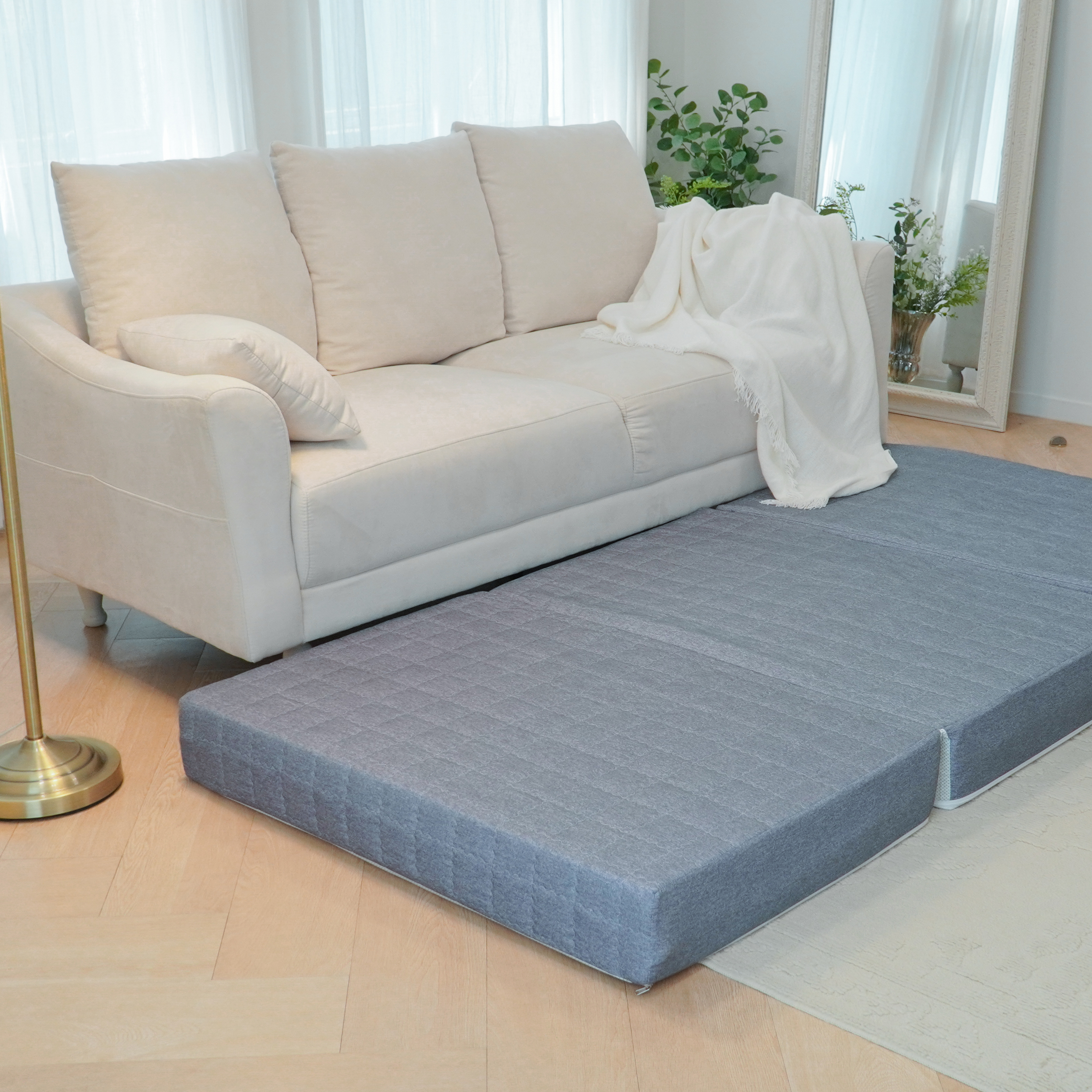 국산 카멜형 원룸 자취방 3단 접이식 매트리스 토퍼 바닥 침대 수면매트 1인용 15cm, SS(슈퍼싱글)1100