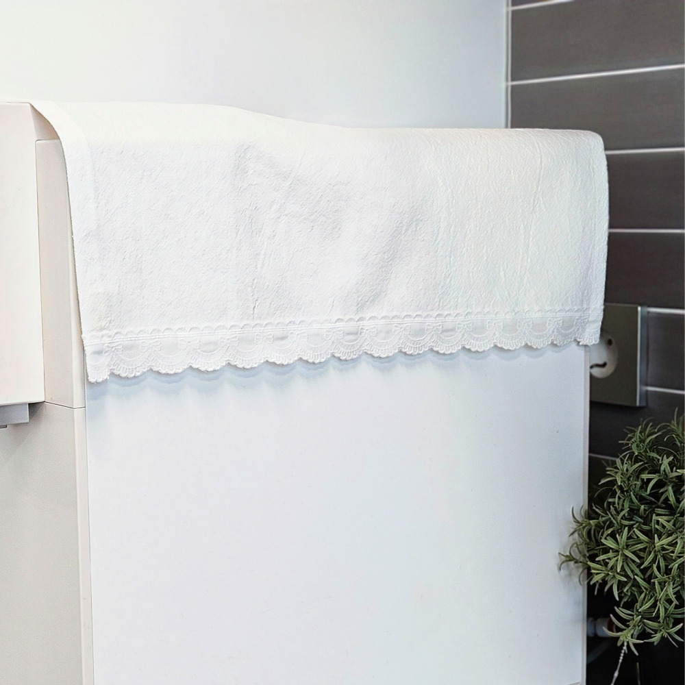 [정수기커버] 광목 레이스 커피머신 토스터기 다용도 커버 백아이보리 홈수니