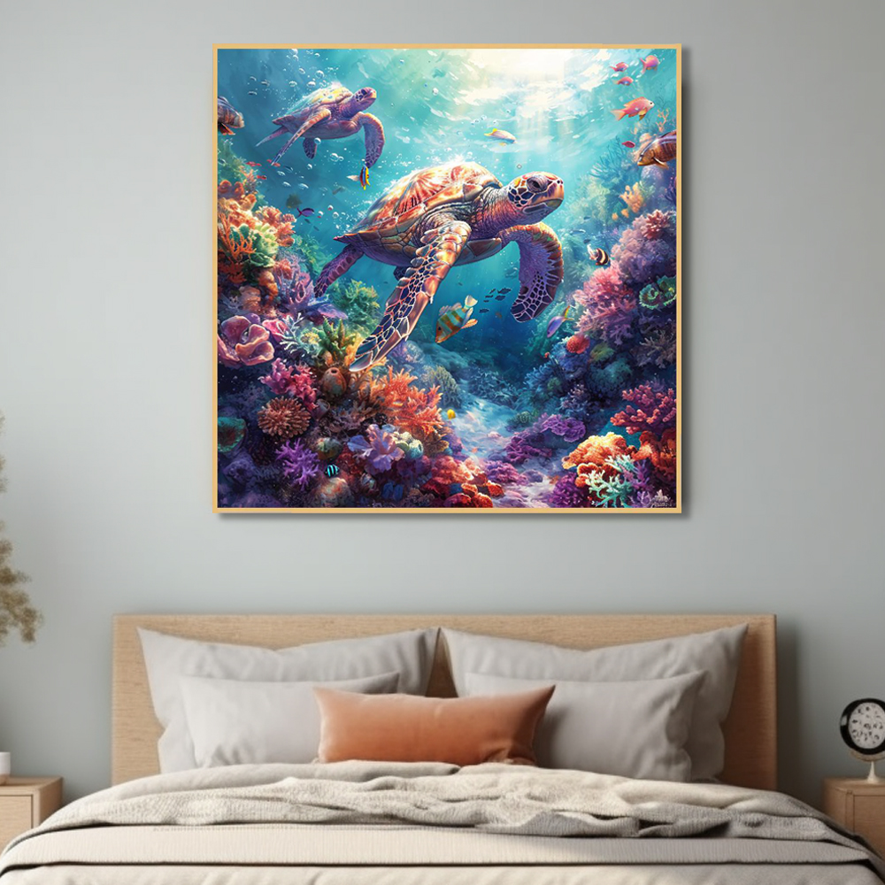꿈속의 바다 45cm x 45cm 무광화이트 알루미늄액자 바다그림 풍경화 - 상세 이미지 4