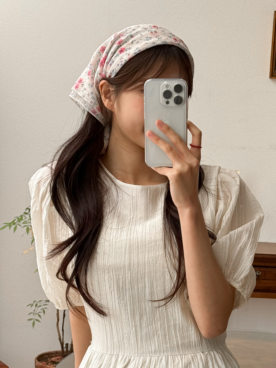수채화 플라워 패턴 헤어 두건 스카프 4color 상세 이미지 30
