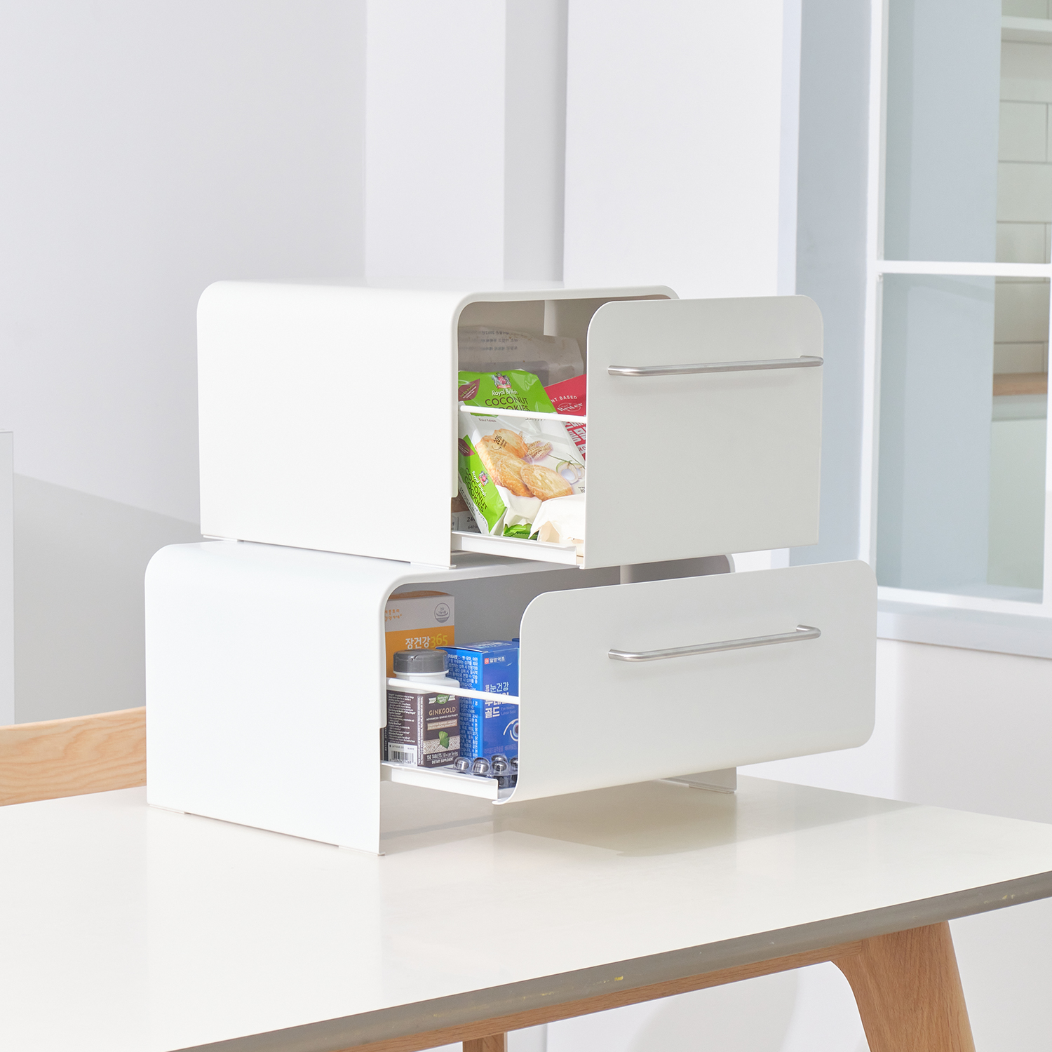 코드리빙 클린업스토리지 식탁정리함 싱크대서랍 좁은주방 양념통 주방슬라이딩수납함 3C5M - 상세 이미지 2