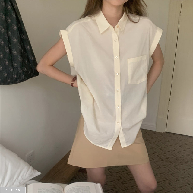 보잉 카라넥 나그랑 오버핏 코튼 하프 셔츠 3col 여름 롤업 반팔 포켓 루즈 제이플로우 - 상세 이미지 5