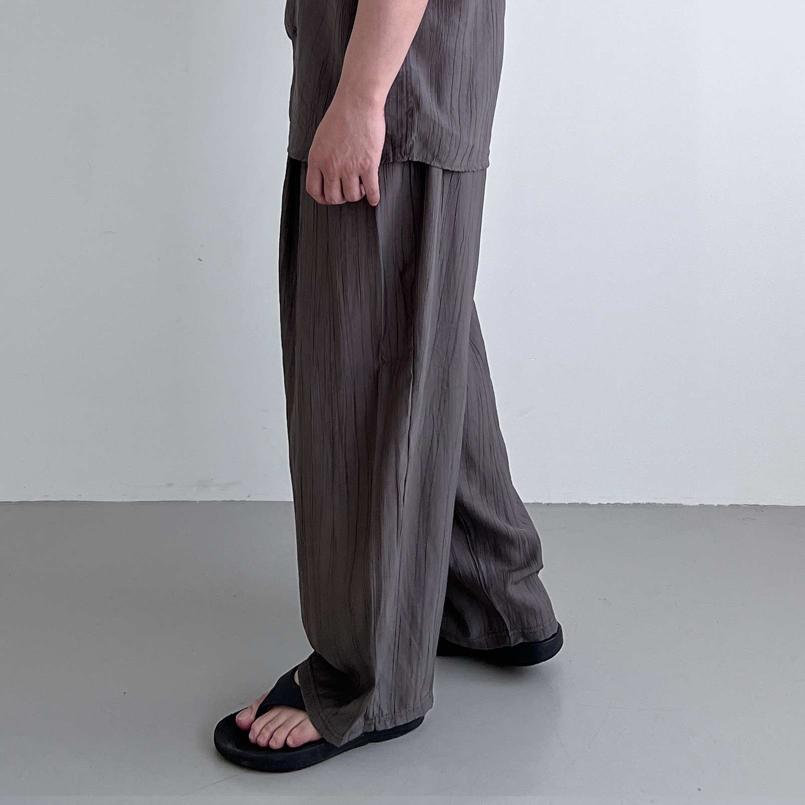 남자플리츠바지 남자냉장고바지 크링클 와이드 팬츠 - 상세 이미지 4