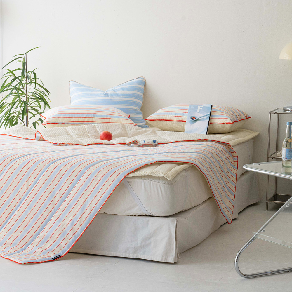 여름이불 스트라이프 알러지케어 누빔 이불 SS 시어서커 순면 양면