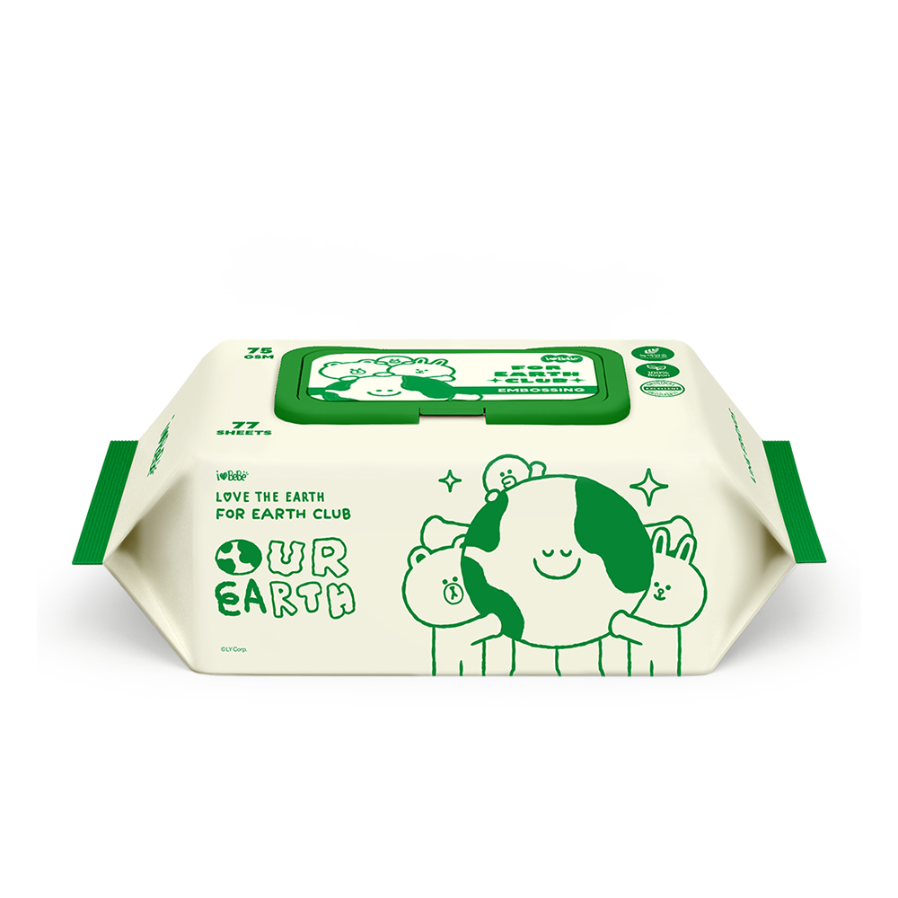 아이러브베베 라인프렌즈 그린에디션 생분해 77매 75g 10팩 캡형 아기물티슈