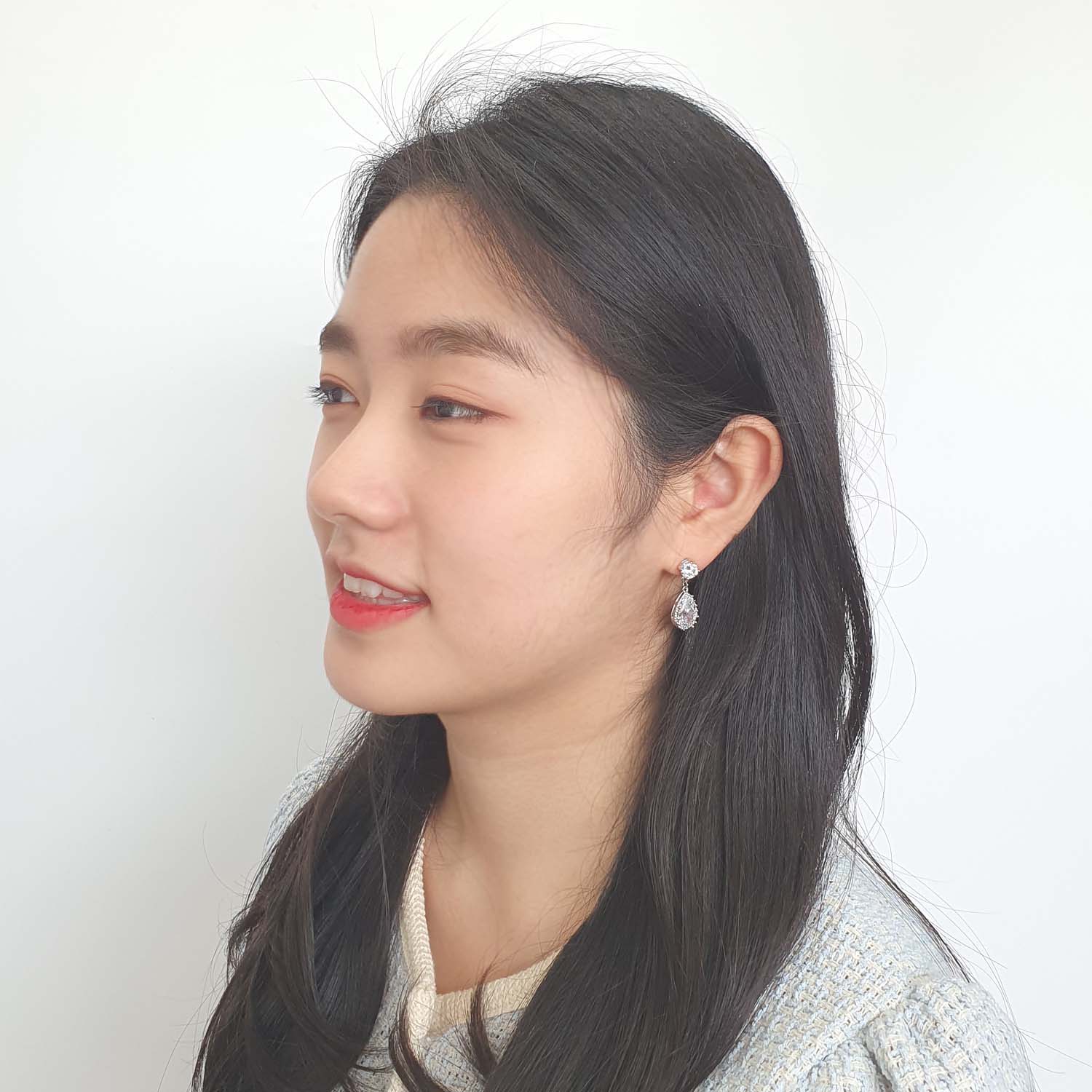 야랑쥬얼리 큰 드롭 큐빅스터드귀걸이 - 상세 이미지 4
