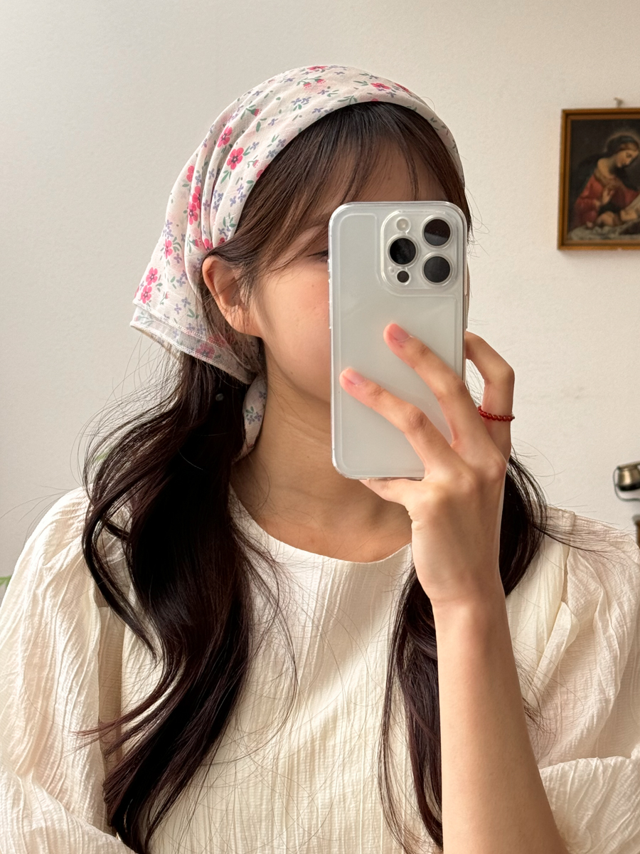 수채화 플라워 패턴 헤어 두건 스카프 4color 상세 이미지 25