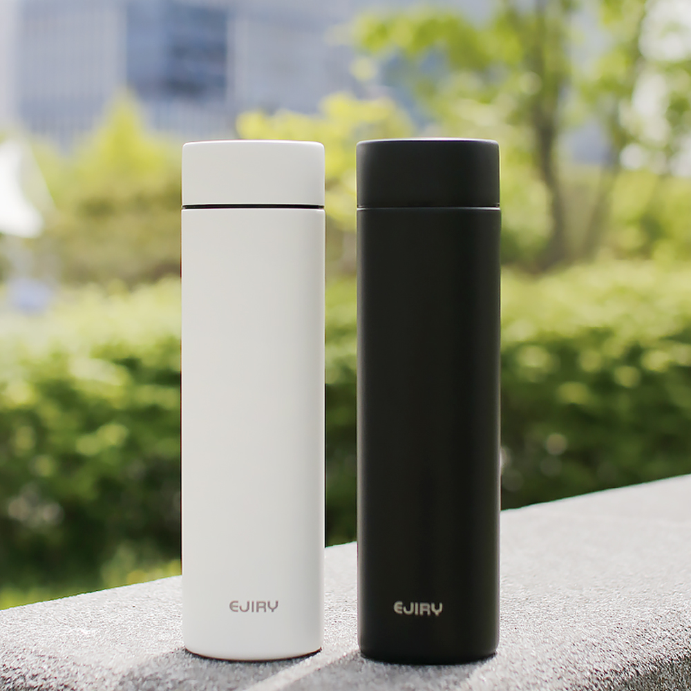 에지리 미니 보온 보냉 휴대용 물병 포켓텀블러 400ml, 오닉스블랙