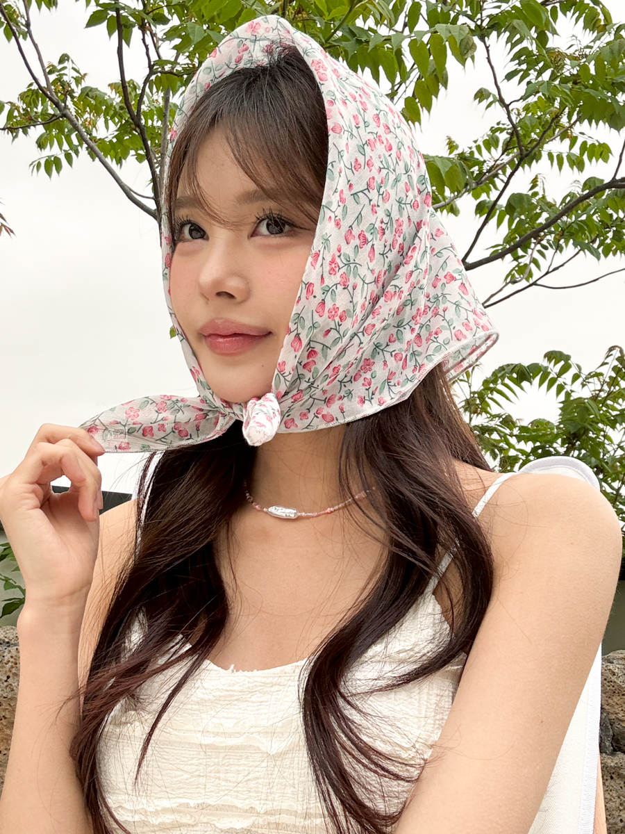 수채화 플라워 패턴 헤어 두건 스카프 4color 상세 이미지 15