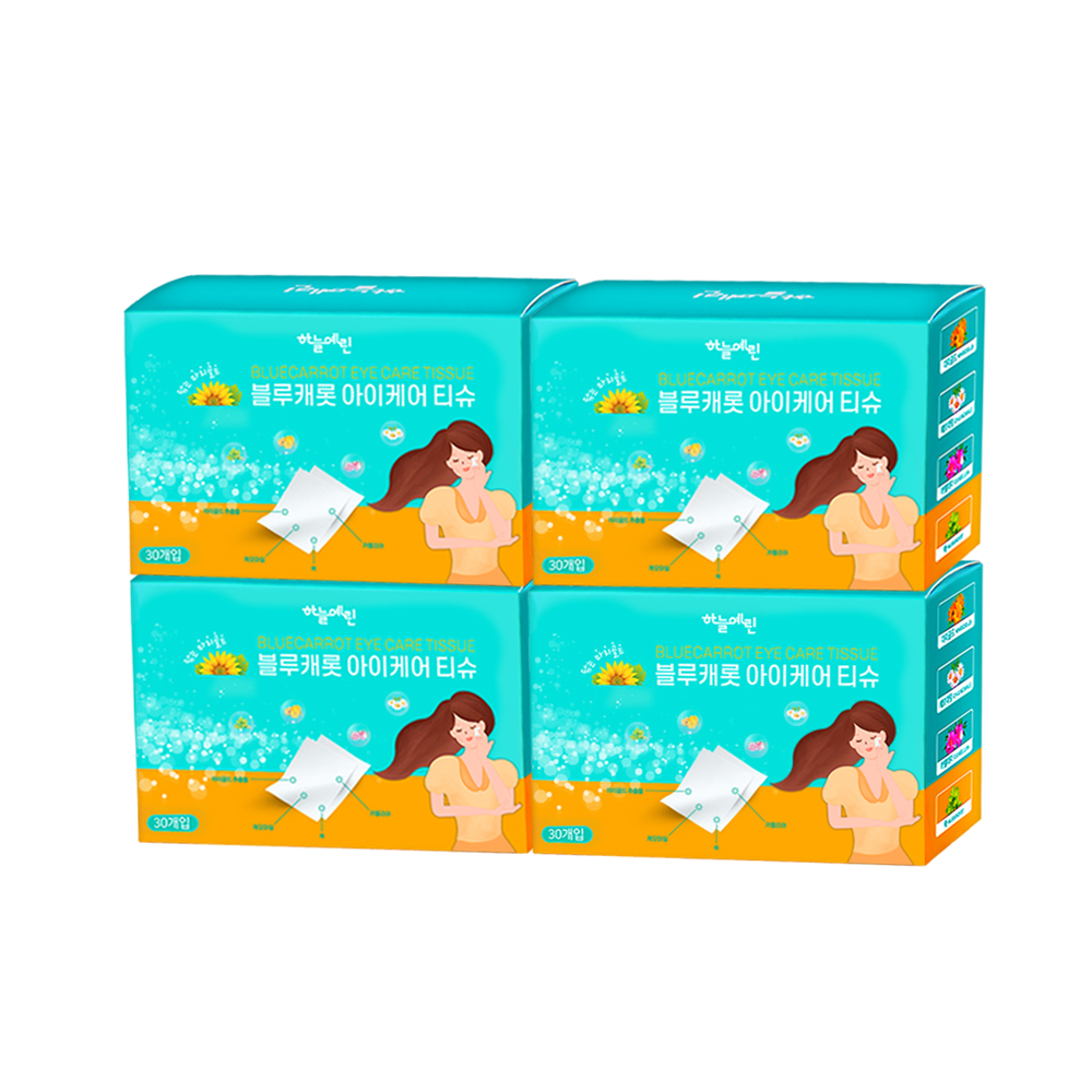 하늘예린 블루캐롯 티슈 아이케어 눈꺼풀 세정 아이클리너 아이티슈 30매, 4개 - 상품 이미지