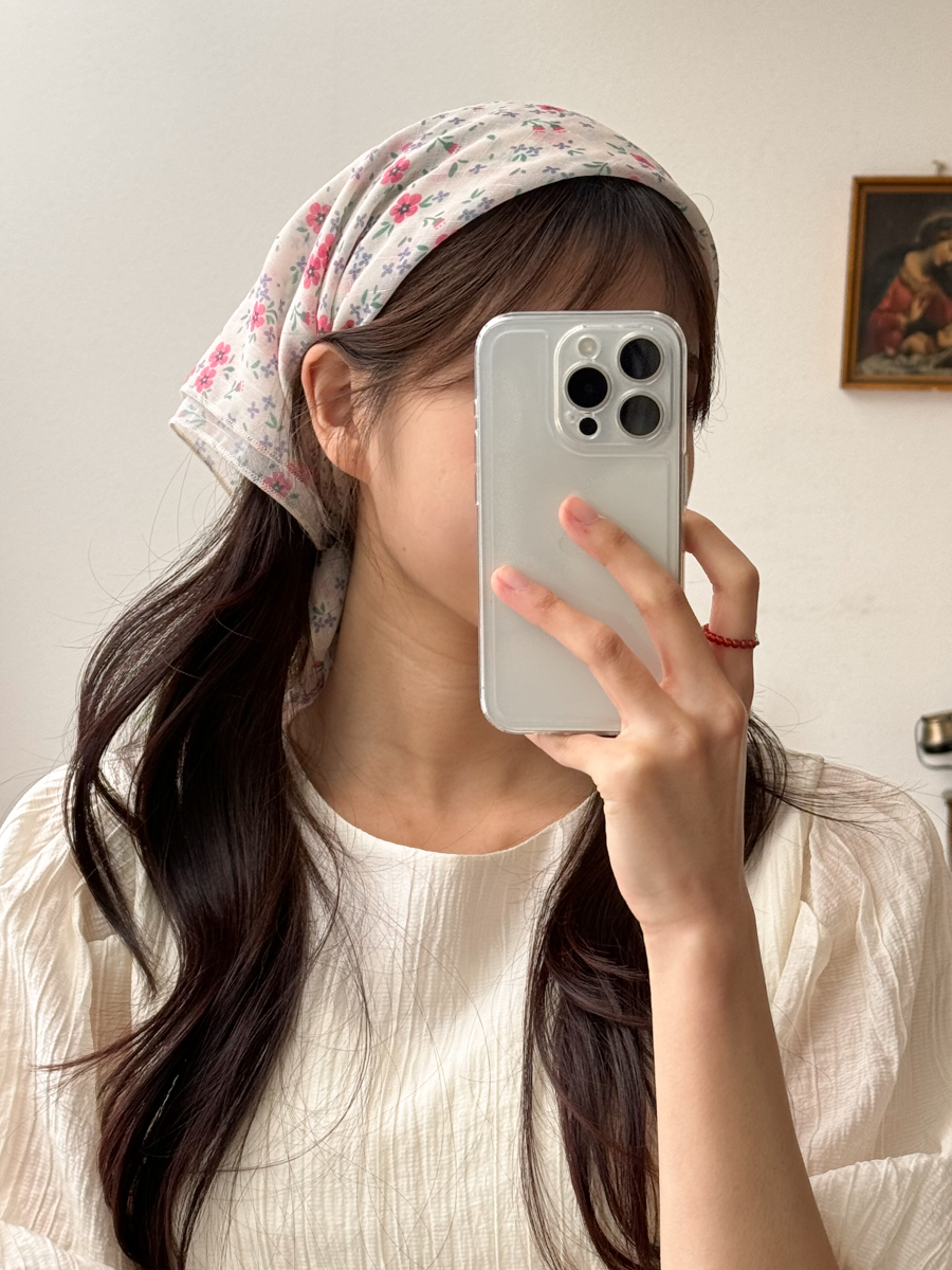 수채화 플라워 패턴 헤어 두건 스카프 4color 상세 이미지 24