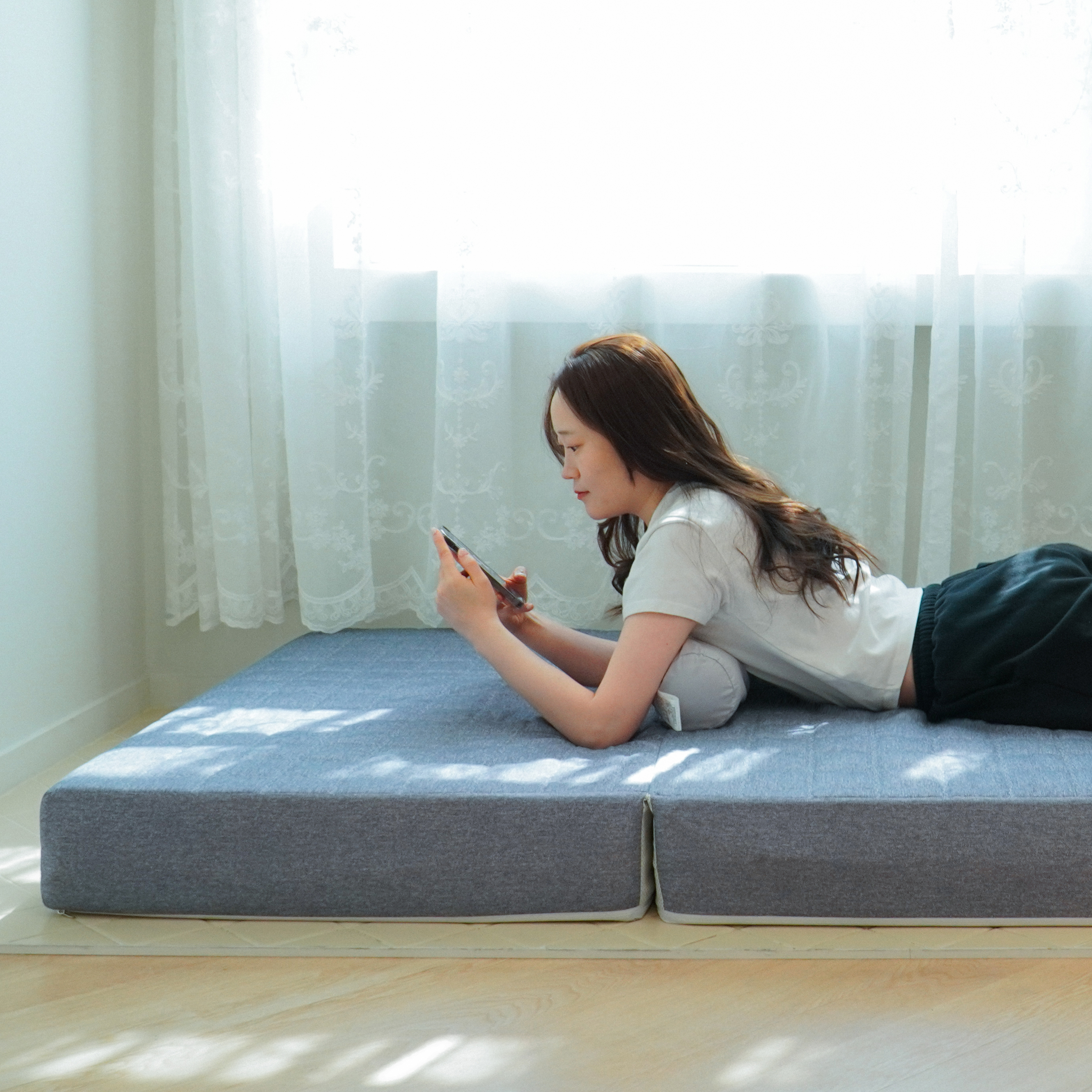 국산 카멜형 원룸 자취방 3단 접이식 매트리스 토퍼 바닥 침대 수면매트 1인용 15cm, SS(슈퍼싱글)1100