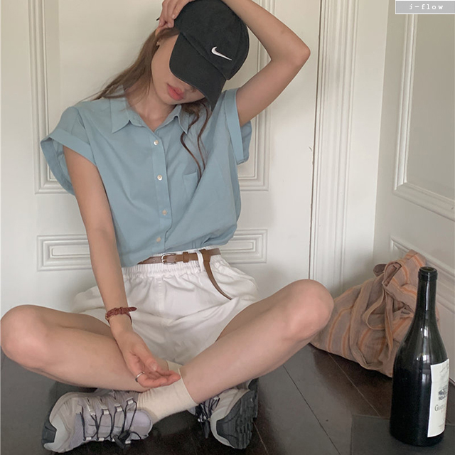 보잉 카라넥 나그랑 오버핏 코튼 하프 셔츠 3col 여름 롤업 반팔 포켓 루즈 제이플로우 이미지 7
