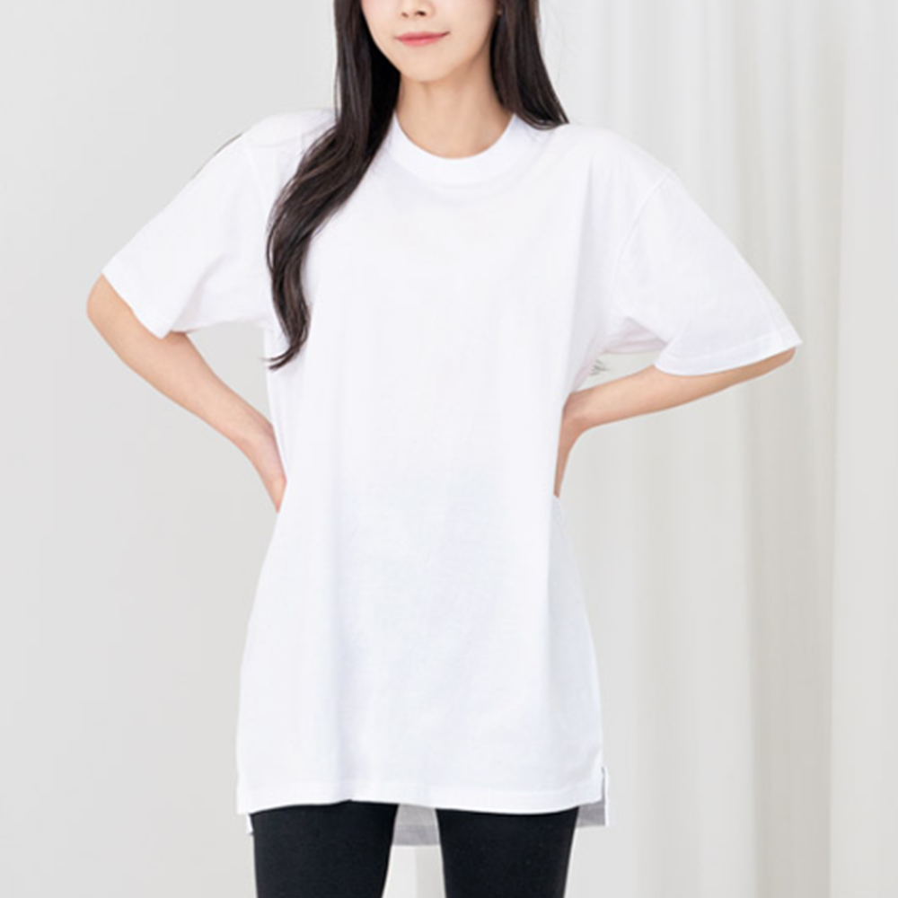 흰색무지티 레깅스레이어드 여름 반팔면티 라운드넥 여성롱티 - 상품 이미지