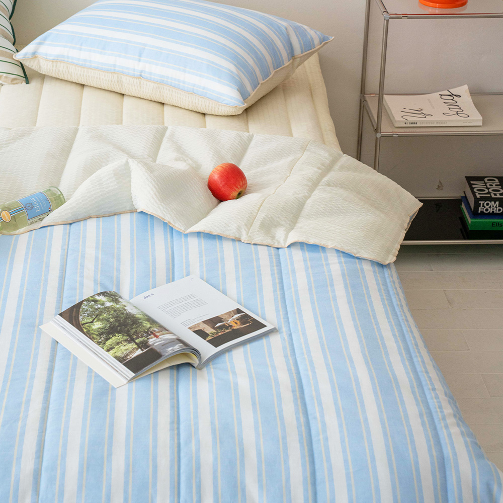 여름이불 스트라이프 알러지케어 누빔 이불 SS 시어서커 순면 양면