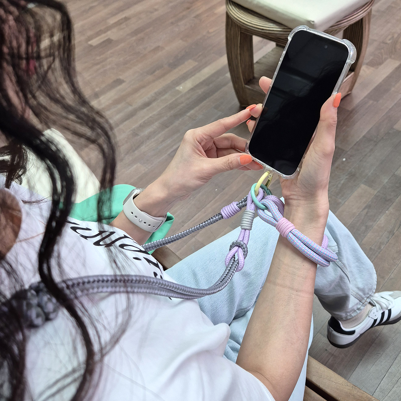 new키링 핸드폰 로프스트랩 줄 롱 크로스 숄더 유럽여행 분실방지 - 상품 이미지