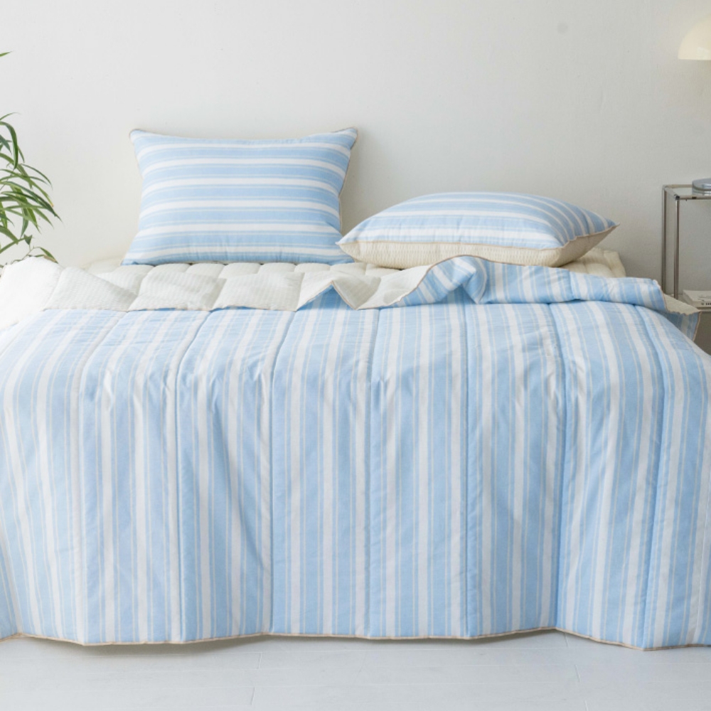 여름이불 스트라이프 알러지케어 누빔 이불 SS 시어서커 순면 양면