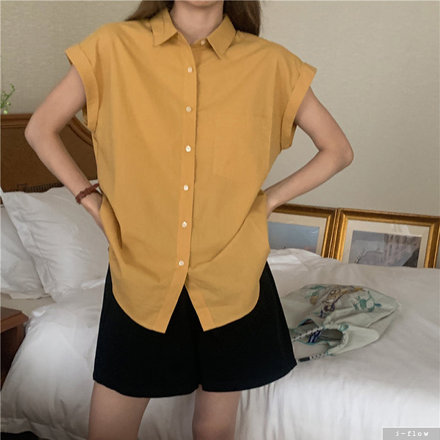 보잉 카라넥 나그랑 오버핏 코튼 하프 셔츠 3col 여름 롤업 반팔 포켓 루즈 제이플로우 - 상세 이미지 3