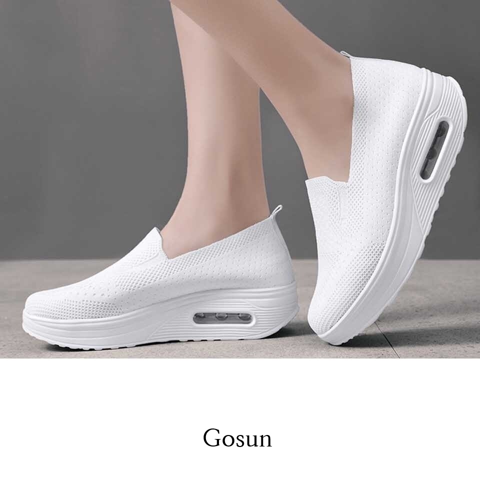 푹신한 경량 메쉬 키높이 산책 운동화 데일리 통풍 에어 운동화 화이트 블랙 - 상세 이미지 2