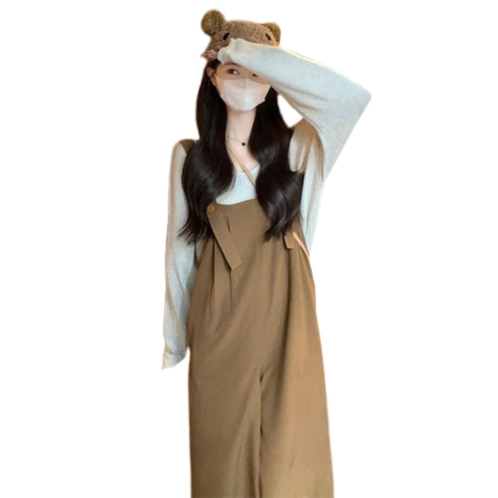 아이유 공항룩 멜빵바지 아메카지 와이드 - 상세 이미지 5