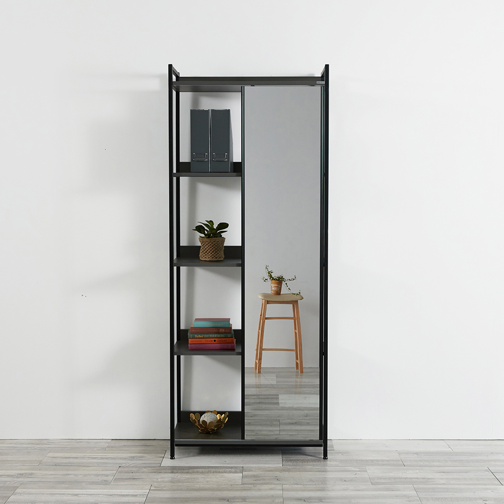 동서가구 디케로 철제 스틸 드레스룸 시스템 행거 800, 거울선반형, 그레이