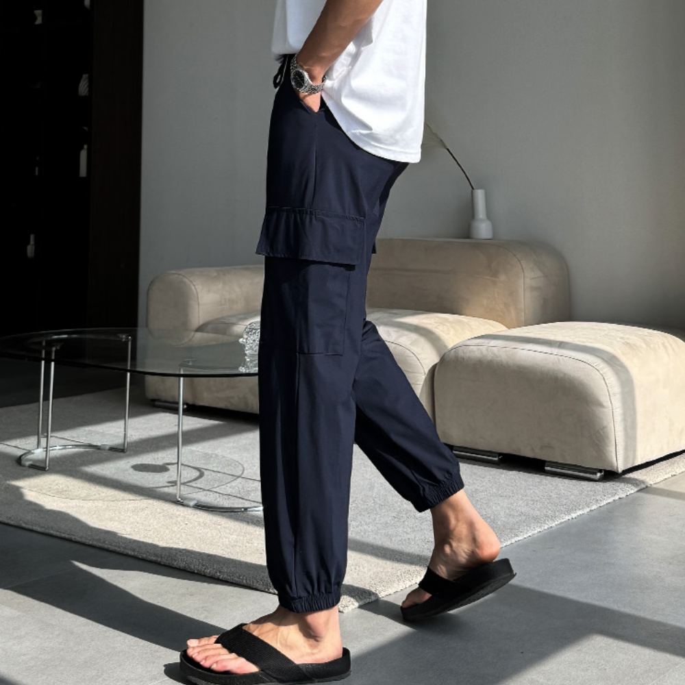 남자 질라 여름 아이스 쿨링 냉장고 스판 카고 조거 팬츠 - 상세 이미지 4