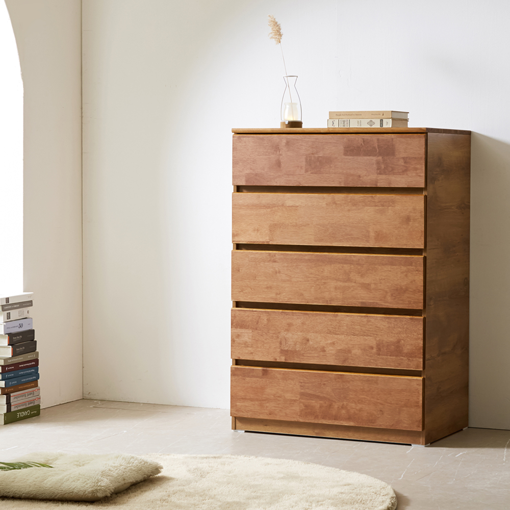 5단 원목 서랍장 속깊은 러버 와이드 광폭 800 (월넛)
