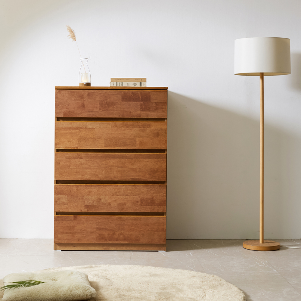 5단 원목 서랍장 속깊은 러버 와이드 광폭 800 (월넛)